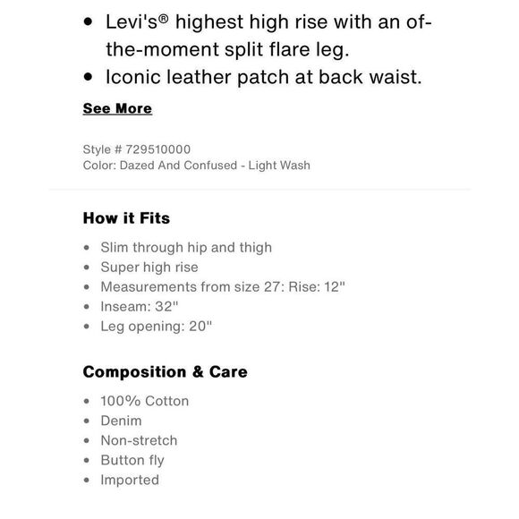 Levis Ribcage split flare womens jeans 27 faded blue - Picture 10 of 14